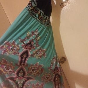 Pleated maxi dress with beautiful pattern